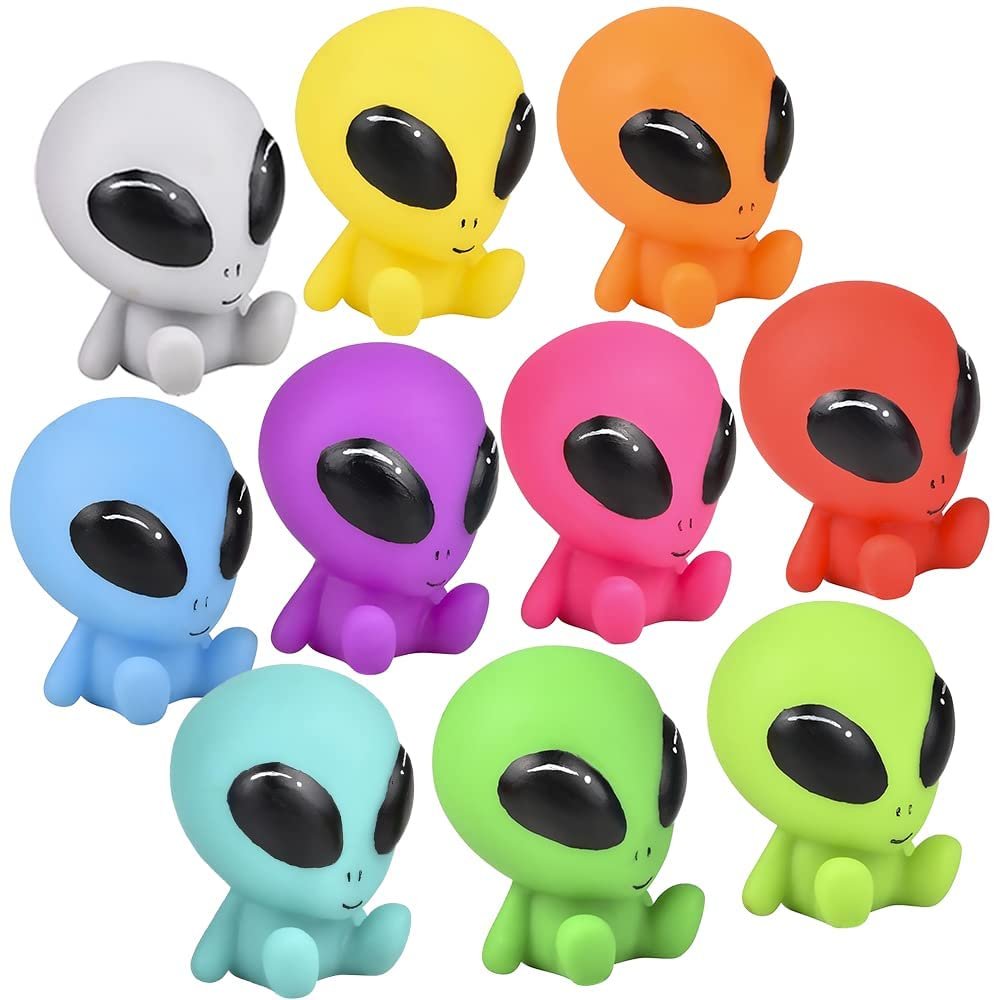ArtCreativity Rubber Galactic Aliens, Set of 10, Alien Toys for Kids in Assorted Colors, Great as Outer Space Party Favors, Bath Toys for Kids, Swimming Pool Toys, and Office Desk Decorations