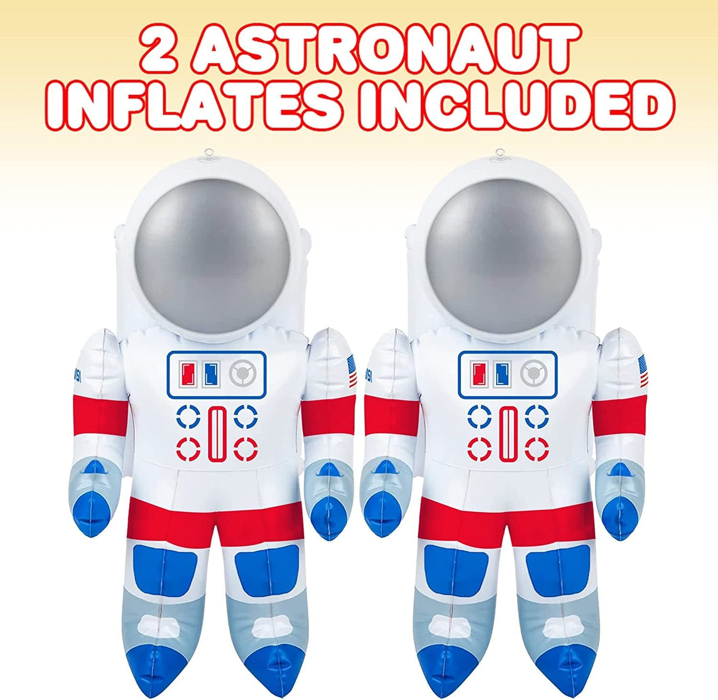 ArtCreativity Astronaut Inflates, Set of 2, Inflatable Astronaut Toys with Hanging Tag, Decorations for Outer Space Themed Parties, 22 Inch Long Party Inflates, Fun Pretend Play Accessories