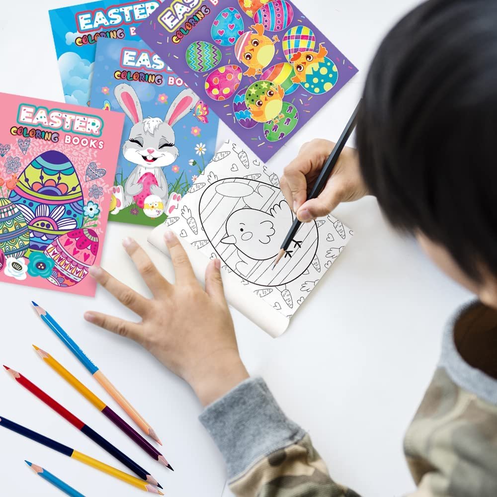 ArtCreativity Assorted Mini Easter Coloring Books for Kids, Pack of 20, Small Color Booklets in 4 Designs, Easter Party Favors for Kids, Educational Easter Gifts for Boys and Girls