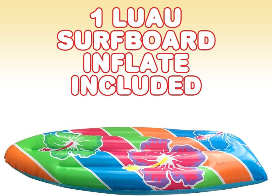 ArtCreativity Luau Surfboard Inflate, 1 Piece, 34'' Inflatable Surfboard for Beach, Tropical and Luau Party Decorations, Inflatable Pool Toy for Kids and Adults, Beach Party Inflate