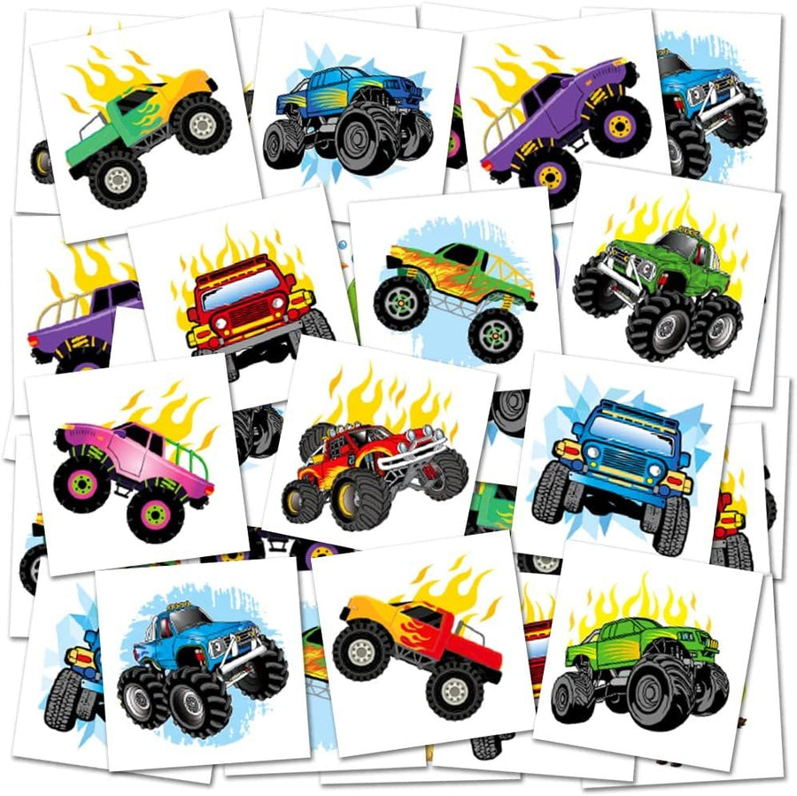 ArtCreativity 2 Inch Monster Truck Temporary Tattoos for Kids - Pack of 144 - Non Toxic Tats Stickers for Boys and Girls - Cool Birthday Party Favors, Goody Bag Fillers, Fun Prizes for Children