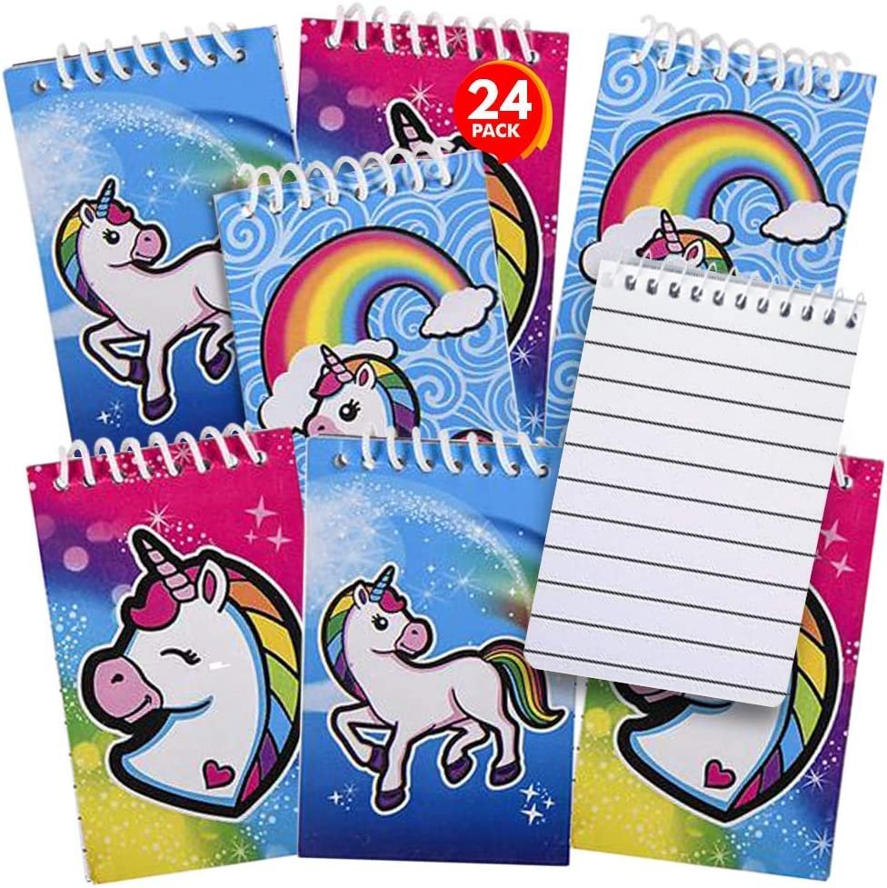 ArtCreativity Mini Unicorn Spiral Notebooks, Bulk Pack of 24, Small Note Memo Pads with Colorful Covers, Cute Stationery Supplies for School and Office, Fun Unicorn Birthday Party Favors for Kids