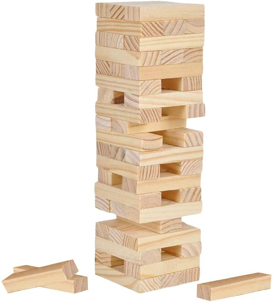 ArtCreativity Mini Wooden Tower Game, Wood Tumbling Blocks Set with 48 Pieces, Fun Indoor Game Night Games for Kids, Adults and House Parties, Development Toys for Children, Great Gift Idea