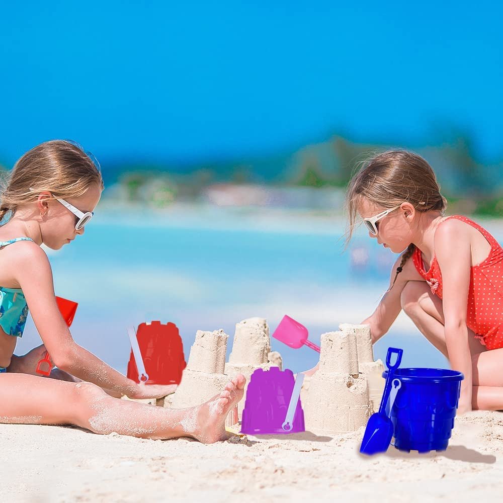 ArtCreativity Beach Sand Castle Buckets and Shovels Set, Includes 12 Shovels and 12 Pail Buckets with a Sand Castle Design Inside, Sandcastle Building Toys, Fun Summer Sand Toys for Boys and Girls