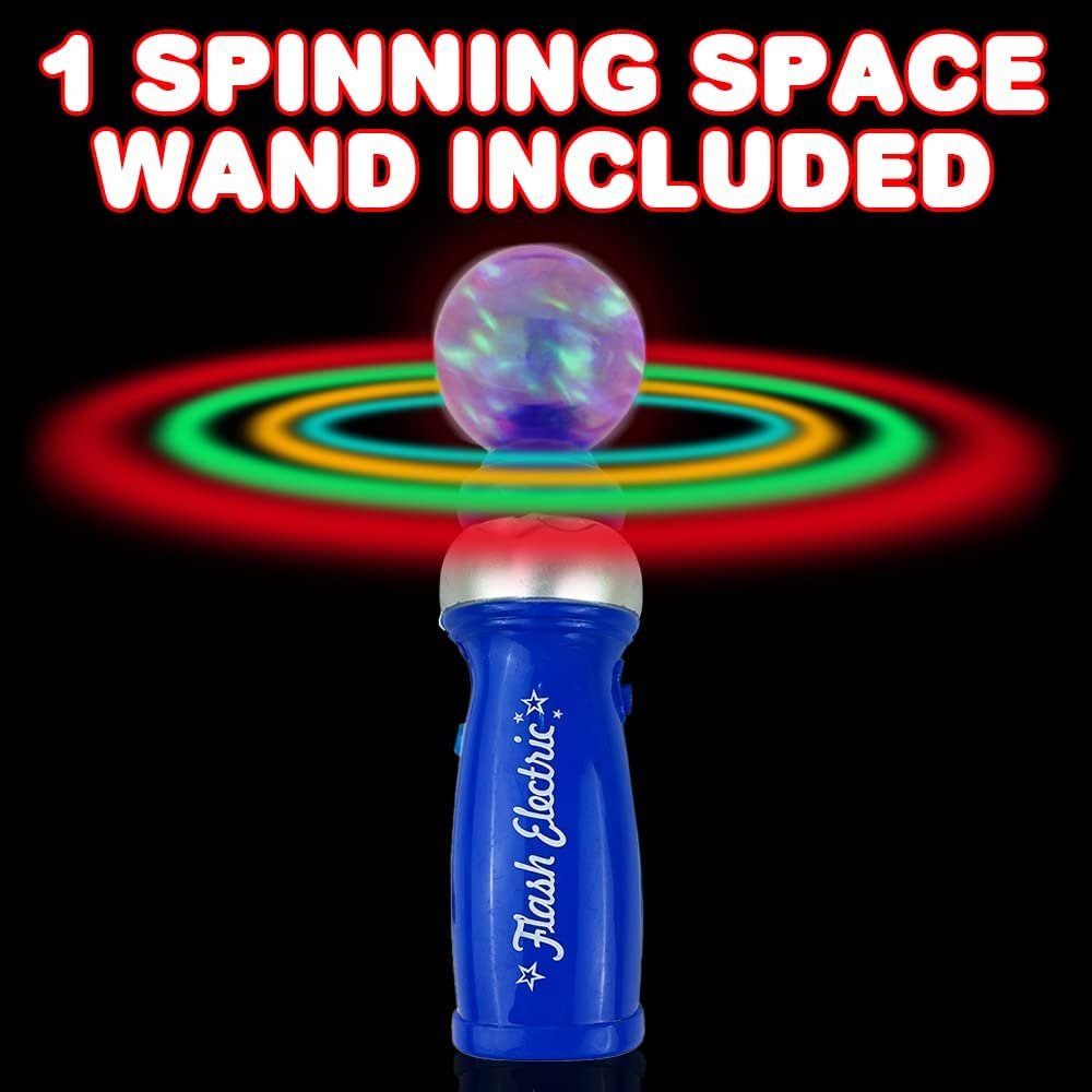 ArtCreativity Light Up Spinning Space Wand, 8 Inch LED Spin Toy for Kids, Batteries Included, Great Gift Idea for Boys and Girls, Fun Birthday Party Favor, Carnival Prize, Blue