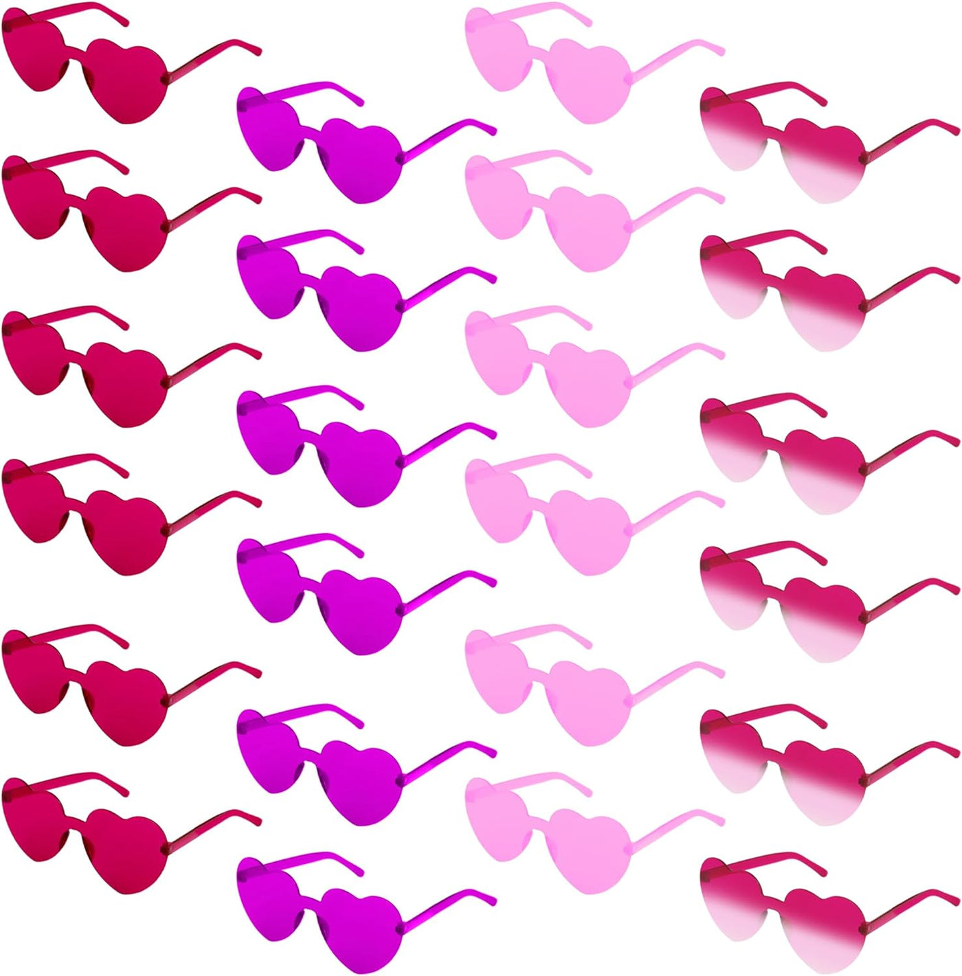 ArtCreativity Heart Glasses Pack - 24 Heart Glasses (Bulk) - Heart Shaped Glasses in 4 Colors - Heart Sunglasses for Women, Kids, Bachelorette Parties - Heart Accessories for Girls and Boys