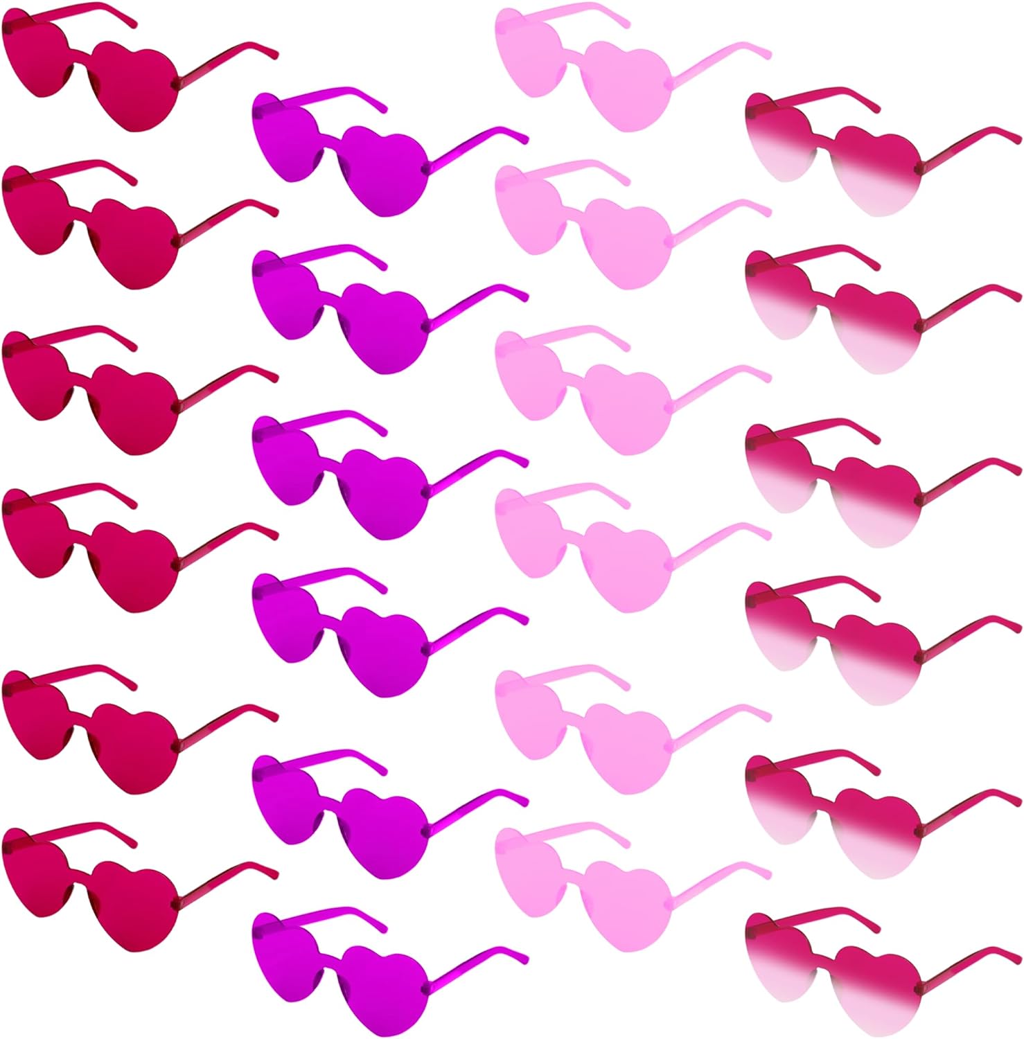 ArtCreativity Heart Glasses Pack - 24 Heart Glasses (Bulk) - Heart Shaped Glasses in 4 Colors - Heart Sunglasses for Women, Kids, Bachelorette Parties - Heart Accessories for Girls and Boys