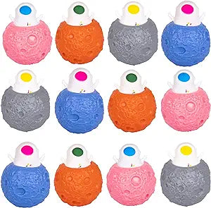 ArtCreativity Astronaut Squishy Toys - Set of 12 Anti Stress Toys - Space Themed Puffers for Kids (Bulk) - Outer Space Party Favors and Supplies - Portable Pop Up Stress Relief Balls for Toddlers