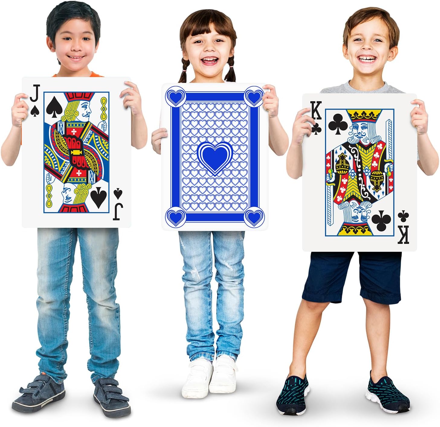 Gamie Giant Poker Jumbo Playing Cards, 10.5 Inches X 14.5 Inches, Extra Large Playing Cards Set with 2 Jokers, Huge Casino Game Cards for Kids and Adults, Oversize Poker Party Decorations - Blue Deck