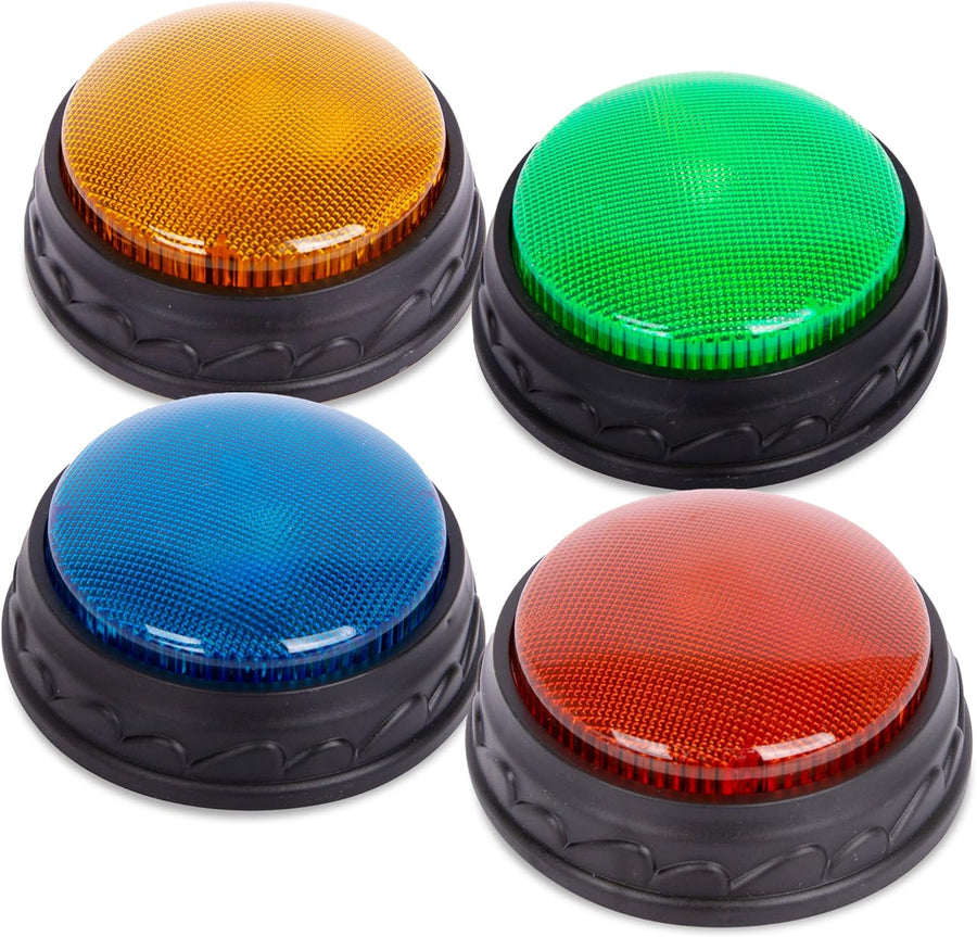 ArtCreativity Light Up Answer Buzzers - Set of 4 Answer Buzzers - Game Buzzer Set with Assorted Sound Effects - Trivia Buzzer Buttons for Class, Game Night, and Hours of Fun - for Ages 3+