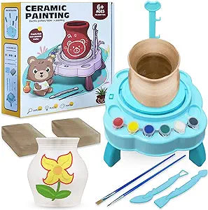 ArtCreativity Pottery Kit for Kids - Complete Kids Pottery Wheel Kit with Electric Wheel, Paint, Modeling Clay, & Tools - Pottery Set with Wheel for Beginners, Arts & Crafts for Kids Ages 8 9 11 12